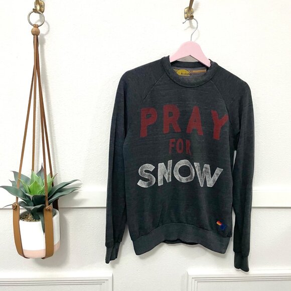Aviator Nation Unisex Pray For Snow Long Sleeve Shirt Grey Size XS - Picture 2 of 7